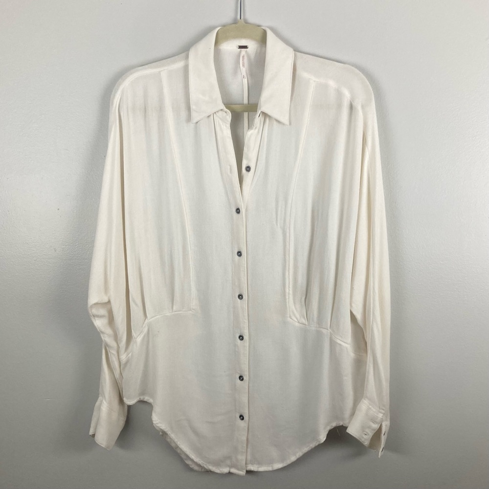 Free People cream blouse with bat wing sleeves small
